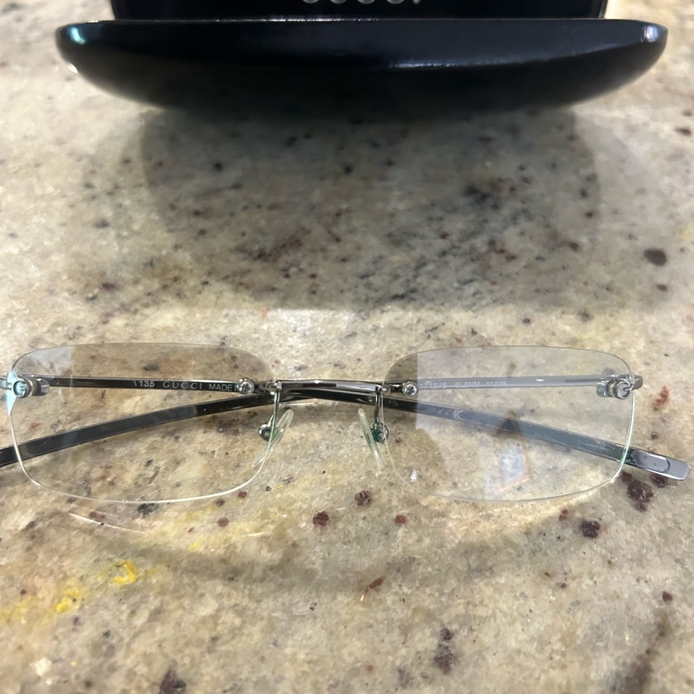 Gucci Silver Rimless Glasses